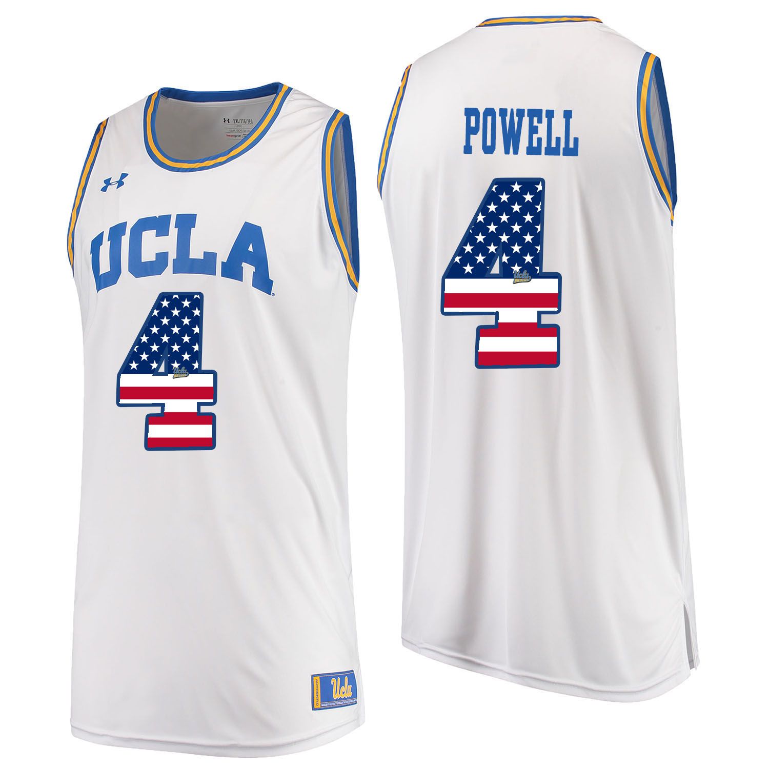 Men UCLA UA 4 Powell White Flag Customized NCAA Jerseys